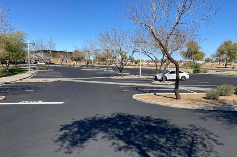 parking lot striping at chandler arizona municipal facility