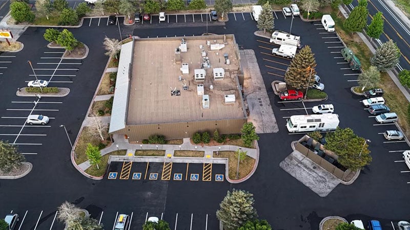 cracker barrel aerial of parking lot