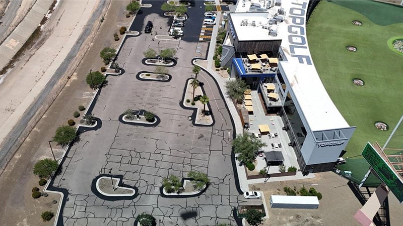 topgolf parking lot crack filled