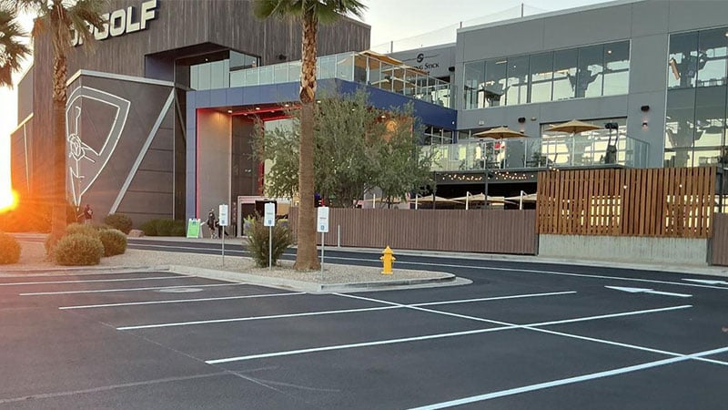 topgolf parking lot after sealcoating