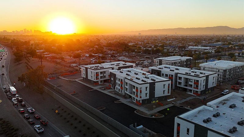phoenix apartment complex parking lot aerial
